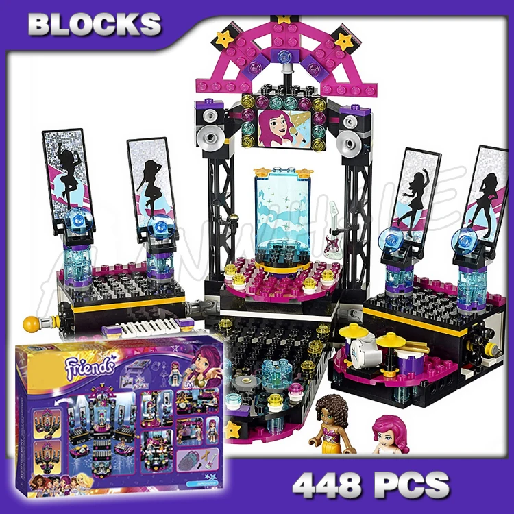 

448pcs Friends Pop Star Show Stage Livi Andrea Girl magical music dance guitar 10406 Building Blocks Toys Compatible with