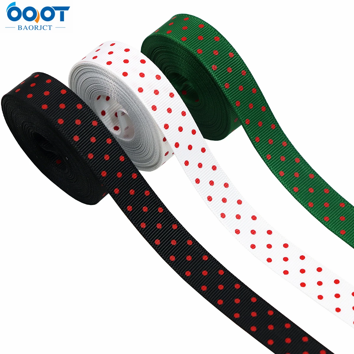 Лента в рубчик с круглым рисунком 16 мм 10 ярдов