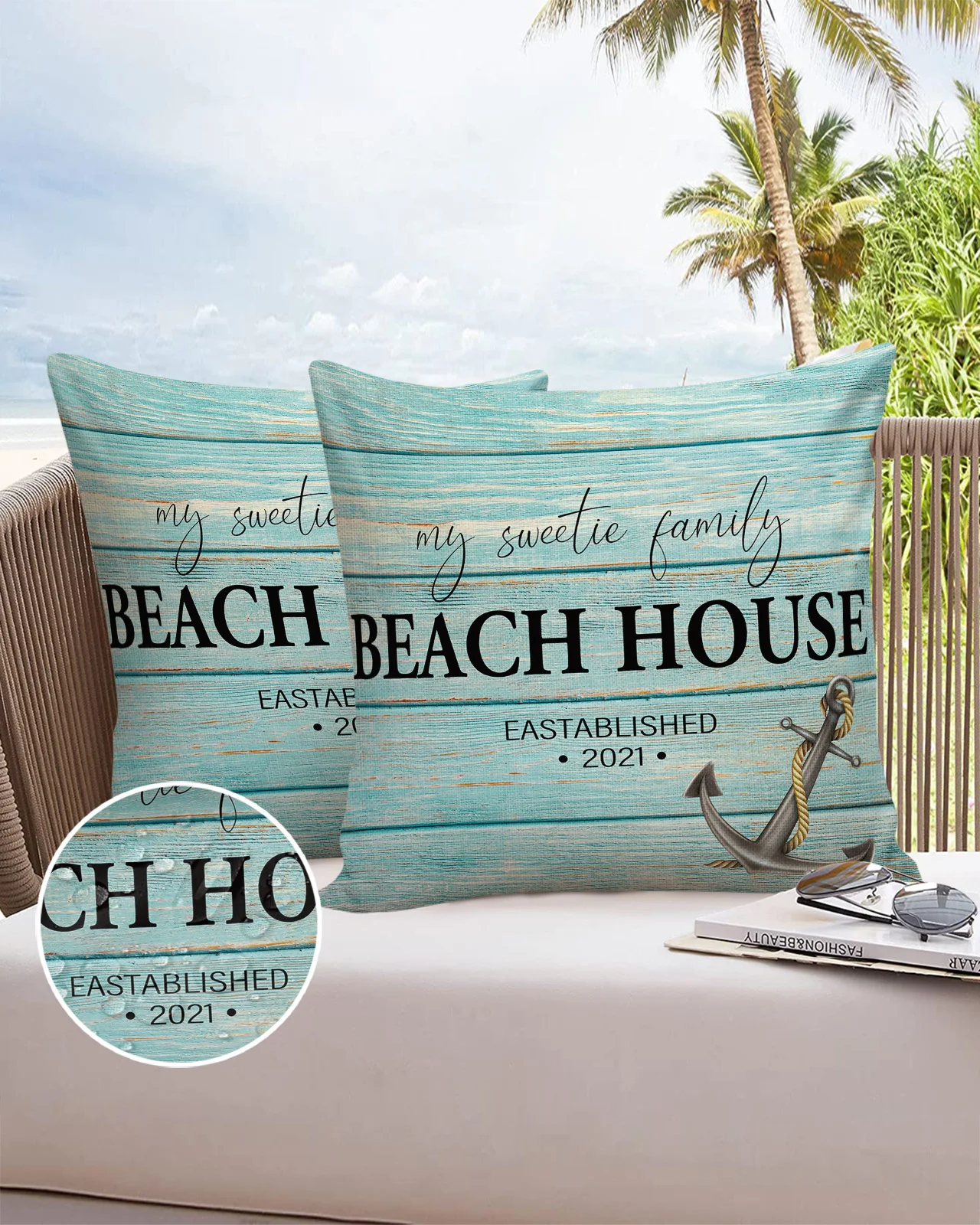 

Wood Grain Anchor Beach House Waterproof Pillow Case Cushion Cover Home Wedding Decoration Sofa Bed Car Pillowcase