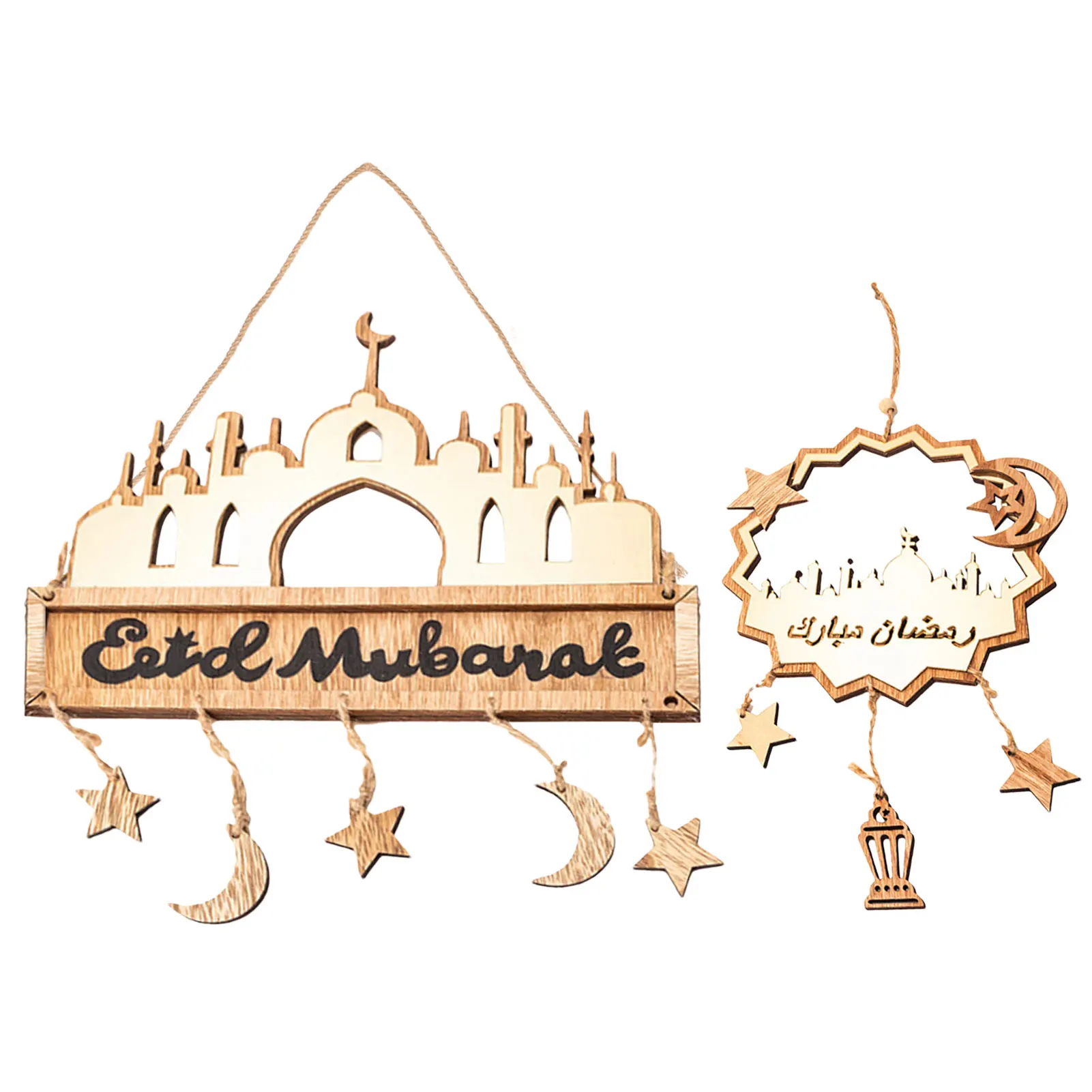 

Eid Mubarak Decoration Wooden Craft Hanging Pendant Ornament Ramadan Kareem Decoration For Home Islam Muslim Festival Party