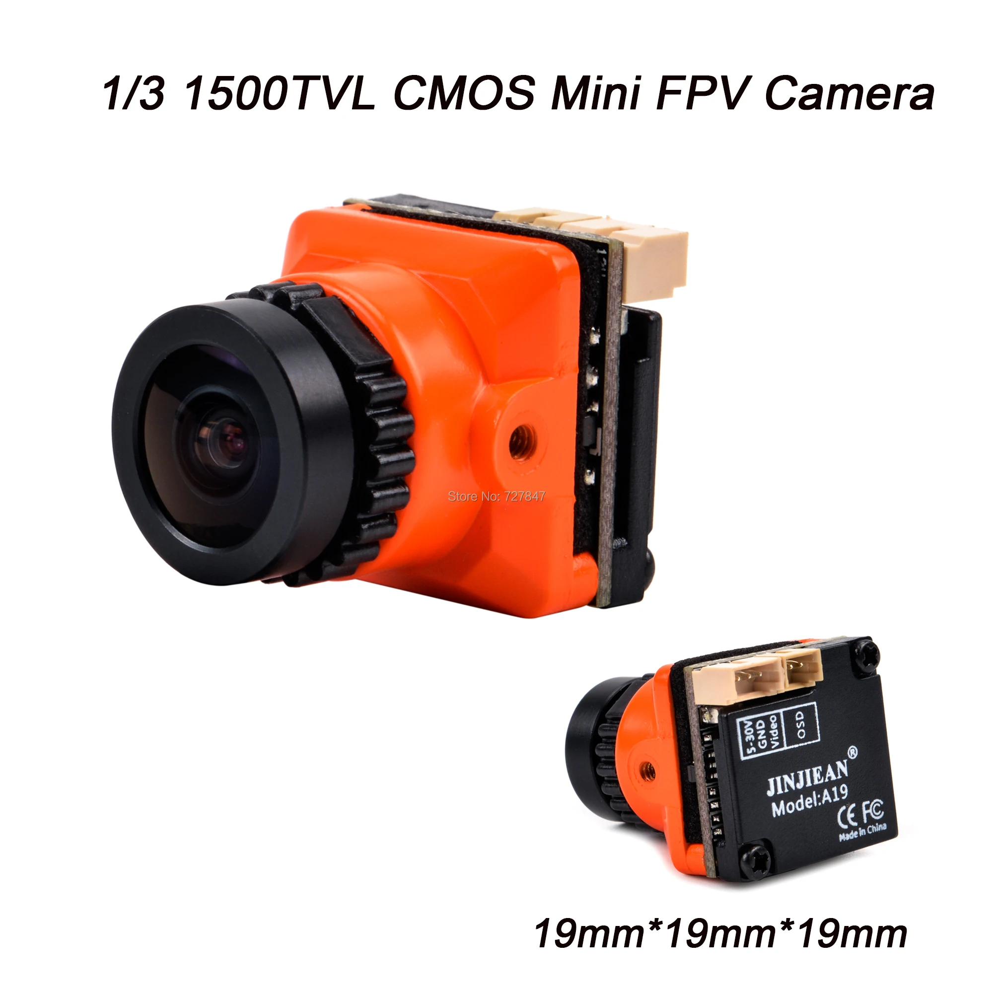 

NEW 1/3 CMOS 1500TVL B19 Mini FPV Camera 2.1mm Lens Power 5V-30V PAL / NTSC With OSD Internal adjustable For RC FPV Racing Drone