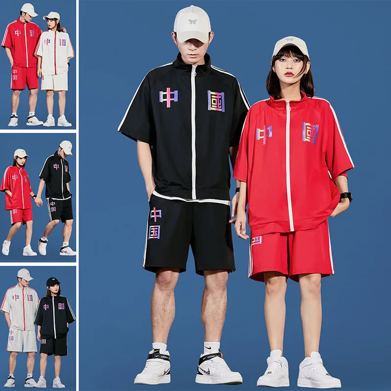 

Sports Suit Men and Women Couple Casual Running Set Summer Thin Short-Sleeved Shorts Business Attire Student Two-Piece Suit Batc