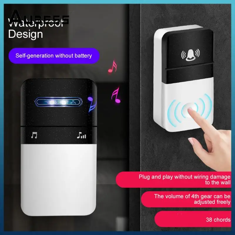 

Long -distance Transmission Intelligent Door Bell Self -power Generation New Self-powered Doorbell Plug Wireless 80m Range Home