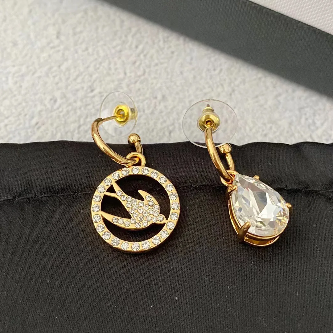 

Новые асимметричные серьги с кристаллами ласточки, милые и милые универсальные серьги в стиле ретро