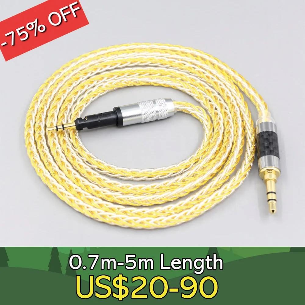 

8-жильный Серебристый позолоченный плетеный кабель для наушников Sennheiser HD6 HD7 HD8 MIX DJ HD595, наушники LN007274