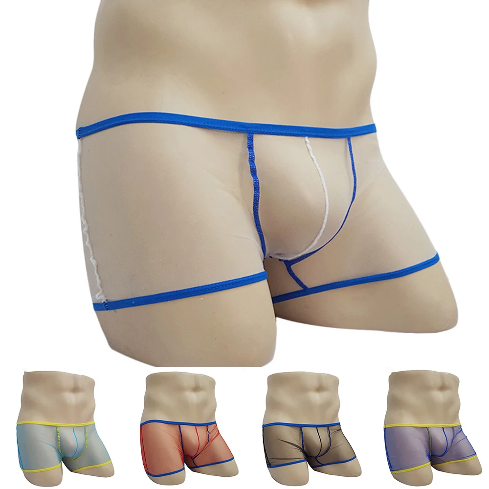 

Invisible Underwear Men Sexy Lingerie See-through Boxer Briefs Sheer Mesh Transparent Pouch Soft Panties Трусы Мужские