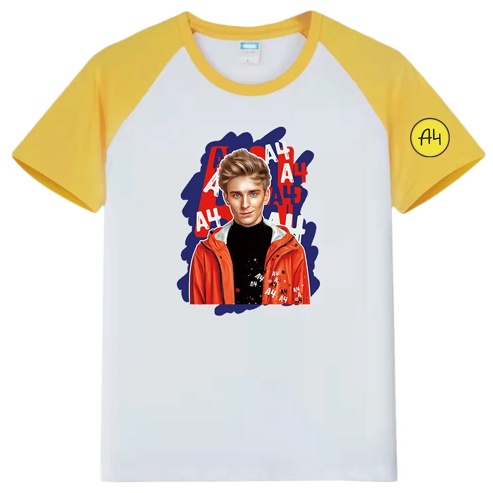 Merch A4 Tshirt Summer Cartoon Lamba Print Children's T-Shirt Casual O-neck Short Sleeve Boy Girl T Shirt Tops Tee 100% Cotoon