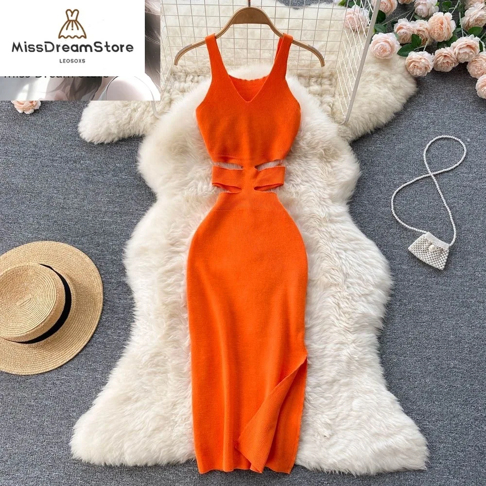 

YuooMuoo женское платье, сексуальное облегающее платье с вырезом на талии, обтягивающее летнее модное женское трикотажное платье, женский сарафан