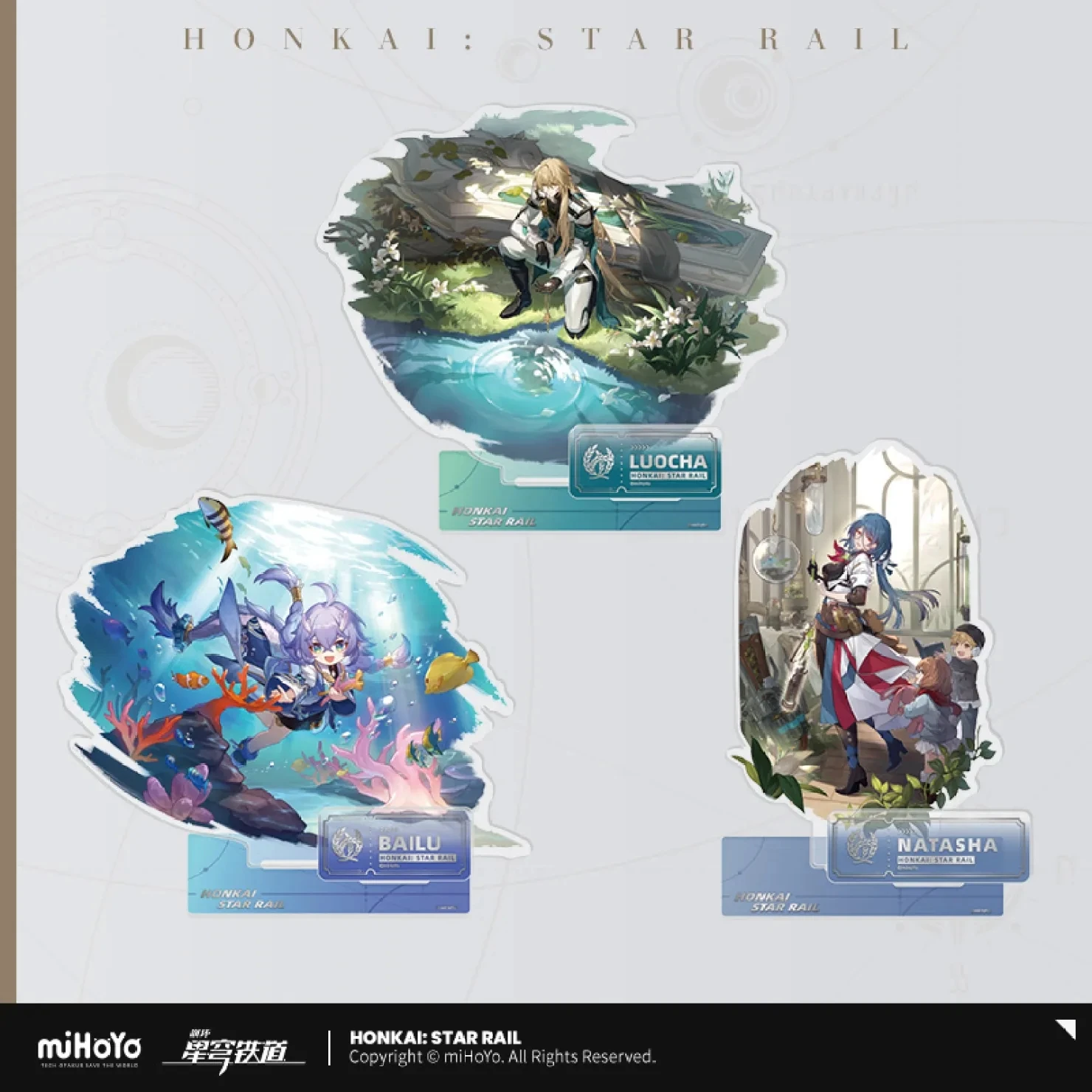 

MIHOYO Genuine Game Honkai Star Rail Cosplay Role Acrylic Bracket Luocha Bailu Natasha Cartoon Statue Anime Stand Figure Gift