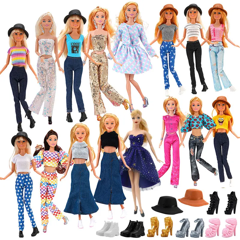 Новая одежда и аксессуары для Барби летняя платье шляпа блузка обувь рубашка