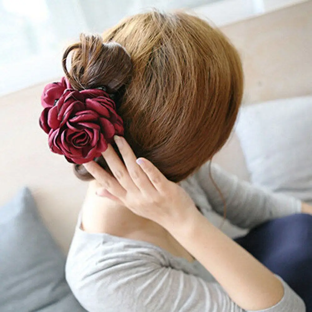 

1 Pcs Fashion Korean Accessories Lady Women Hair Clip Hair Claw Jaw Barrette Rose Flower