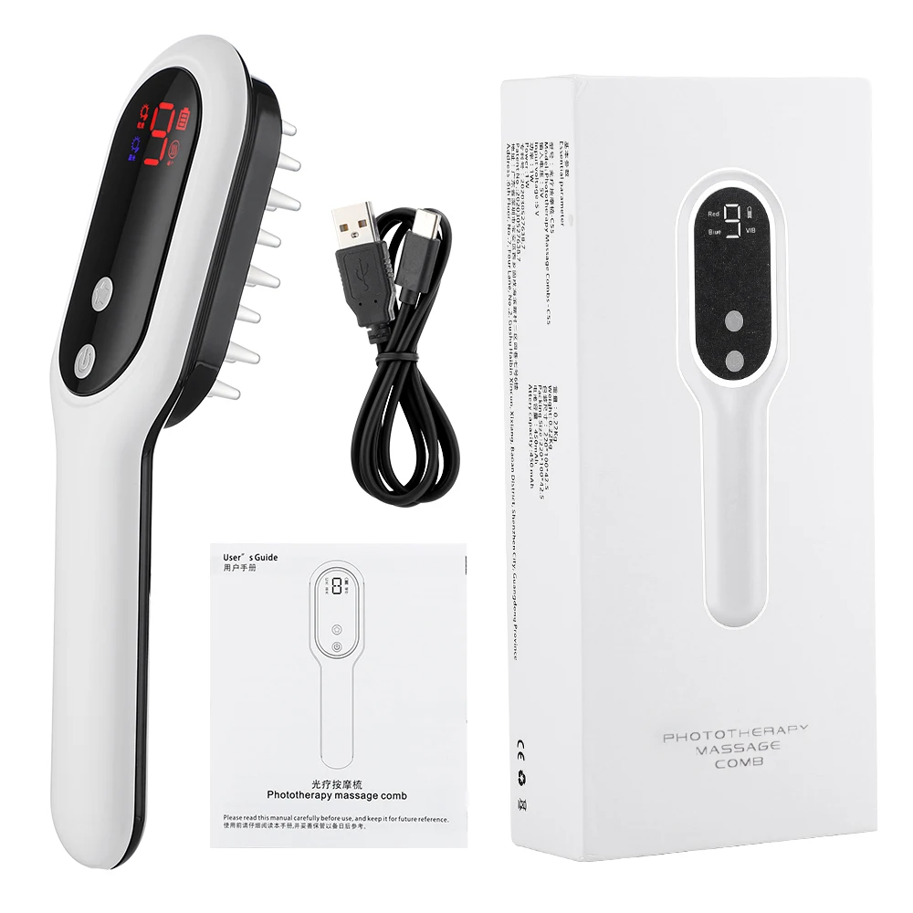 

Electric Anti-Hair EMS Loss Massage Comb Sonic Hair Scalp Massager LED Head Acupuncture Brush Headache Relief Hair Comb Women