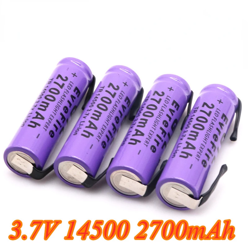 

2022 14500 литиевая батарея, литиевая перезаряжаемая батарея, Сварочная никелевая стандартная батарея 3,7 в 2700 мАч для фонафонарь, светодиодная л...