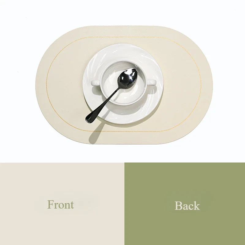 

Набор из 6/4 двухцветных кожаных подставок (плейсматов) с золотым кантом из ПУ, двусторонние, для декора обеденного стола, легкие, термоизоляционные, для кофе