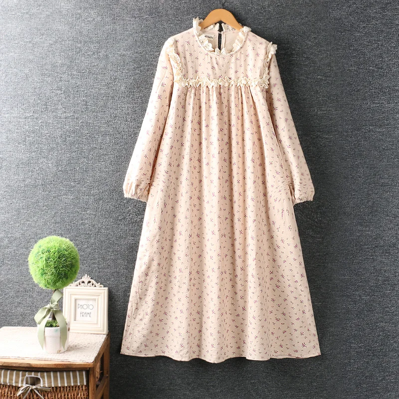 

Новинка Весна 2022, женская одежда, литературное милое вышитая кукла с воротником, платье в клетку из хлопка и льна, свободное платье с длинным...