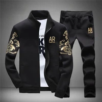 men tracksuit outerwear hoodie set 2 pieces autumn sporting track suit male fitness stand collar sweatshirts jacket pants sets