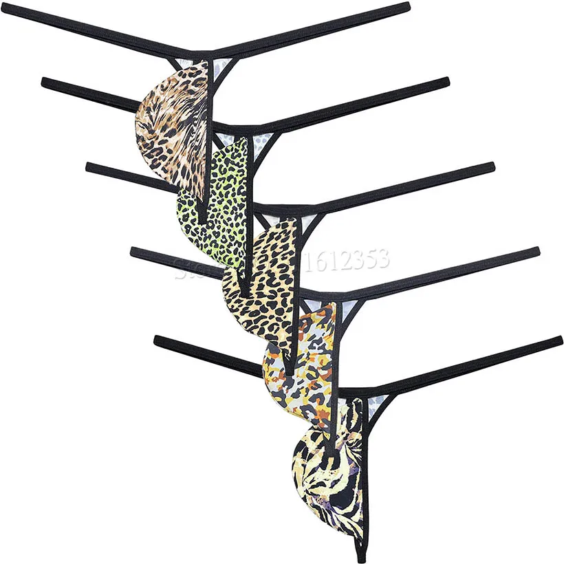 

Мужские леопардовые мини-бикини, стринги с Т-образной задней частью, трусики-стринги, стринги, нижнее белье, трусики-танга