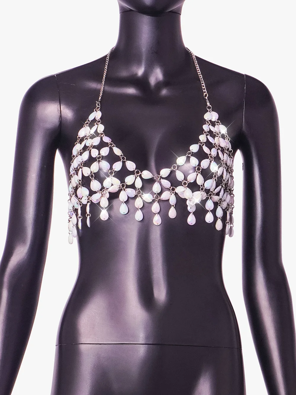 

Женский жилет с камнями ручной работы, роскошный дизайн, блестящая металлическая кофта, летняя пляжная одежда для ночного клуба, Женская кольцевая Ювелирная бижутерия