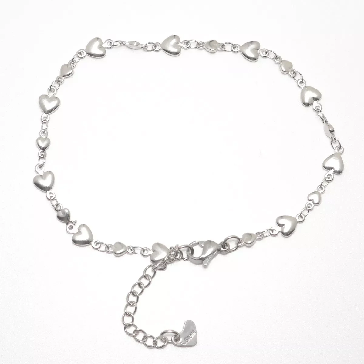

Stainless Steel Anklet Silver Color Heart For Women Fashion Summer Beach Foot Jewelry21.8cm(8 5/8") long, 1 Piece