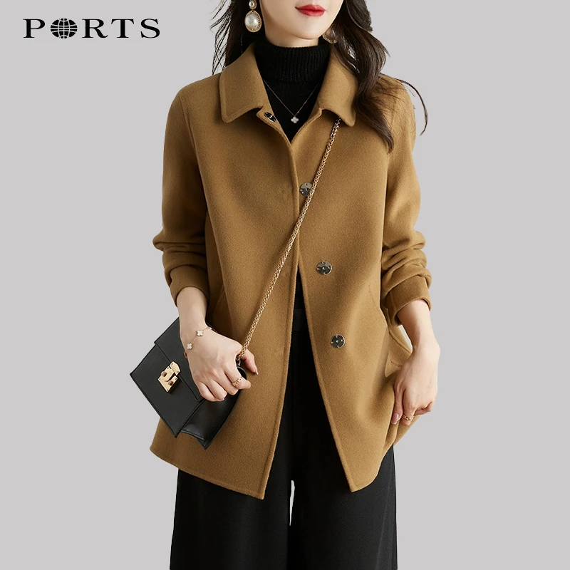Baozi 2024 Autumn and Winter Graceful Double-sided Angora Wool coat Women Solid Small Wool Woolen Outerwear