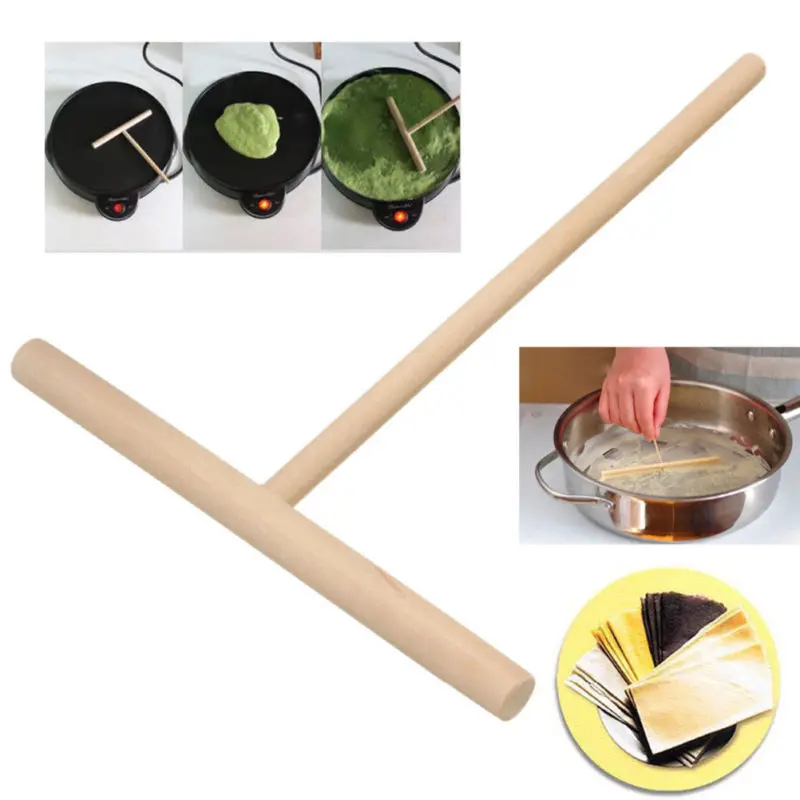 

Household Crepe Spreader Pastry Prop Accessory Wooden Round Sticks Batter Cooking T-Shaped Suitable Useful New