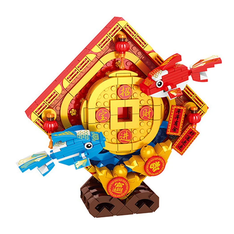 

Koi Carp Chinese Traditional Festivals Ornaments Building Blocks MOC 568 Model Bricks Collection Creative Ideas Toy for Gift Set