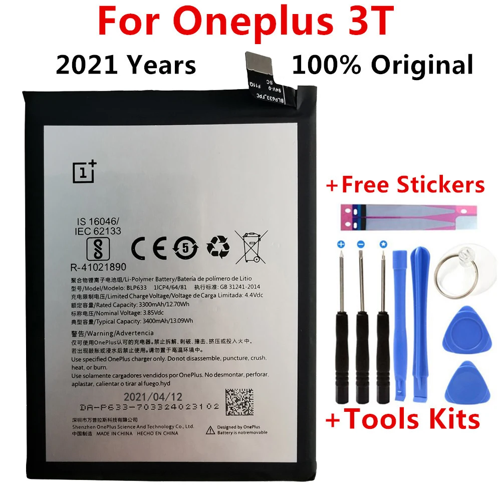 

100% Original New High quality BLP633 3400mAh Replacement battery For OnePlus 1+ 3T One Plus 3T Three T Batteries