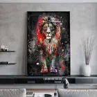 Картины на холсте с изображением Льва в стиле граффити красочное искусство персонализированный эстетический абстрактный настенный постер картины Домашний декор