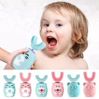 u shaped sonic children electric toothbrush cartoon pattern toothbrush soft silicone brush head fully automatic kids ipx7 45s