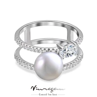 vinregem real 925 sterling silver 8mm freshwater pearl 46mm oval synthetic moissanite ring for women gift drop shipping