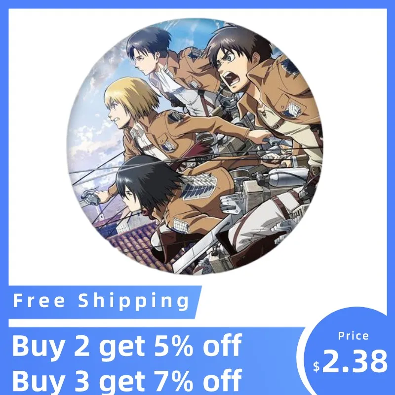 

58mm New Attack on Titan Brooch Pins Anime Badge Cosplay Accessories