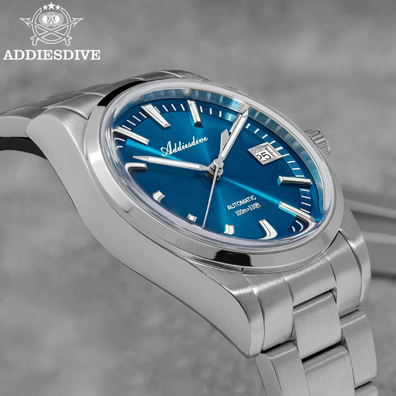 Фото ADDIESDIVE новые роскошные мужские механические часы, водонепроницаемые автоматические часы из нержавеющей стали с AR-покрытием, купольное стекло, мужские часы AD2077 №2