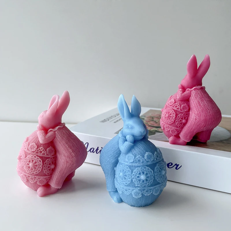 

3D креативная силиконовая форма в виде свечи «сделай сам», форма в виде пасхального кролика и яйца, искусственная эпоксидная смола, гипсовая ...