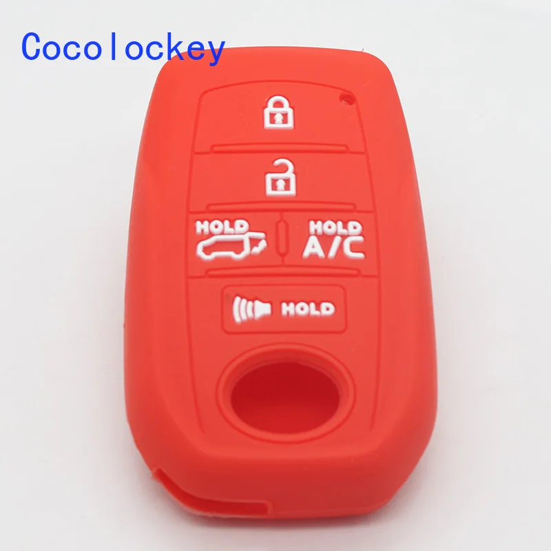 

Cocolockey Silicone Car Key Cover Case for Toyota Rav4 Prime Prius Prime 2019 2020 2021 2022 5 Buttons Auto Accessories Key Bag