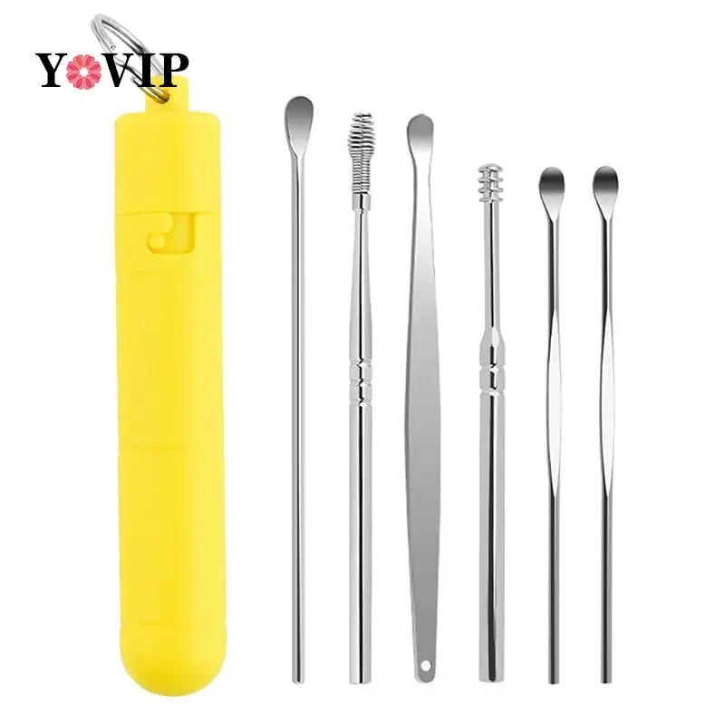 

1/6 шт./компл. инструмент для удаления ушного воска, ухочистка, ложка для очистки ушей, инструмент для очистки ушей