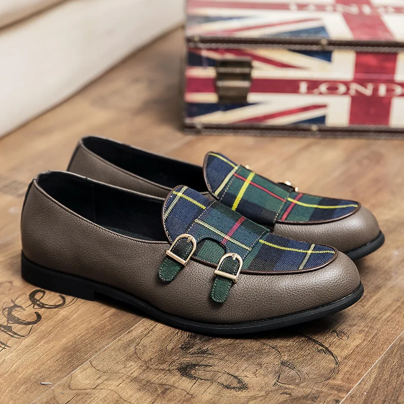 Индивидуальные модели деловых кожаных туфель в британском стиле с пряжкой Мужская обувь большого размера модные туфли Монки PX088