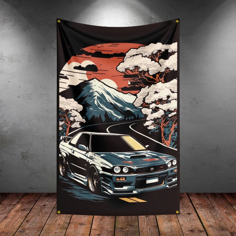 Флаг JDM гоночного автомобиля из полиэстера