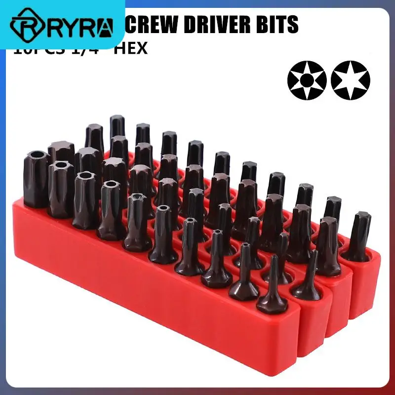 

-t40 Screw Driver Bits 10pcs 25mm S2 Alloy Magnetic Ratchet Wrench Hex Torx Head Electric Screwdriver Bit Tool Set