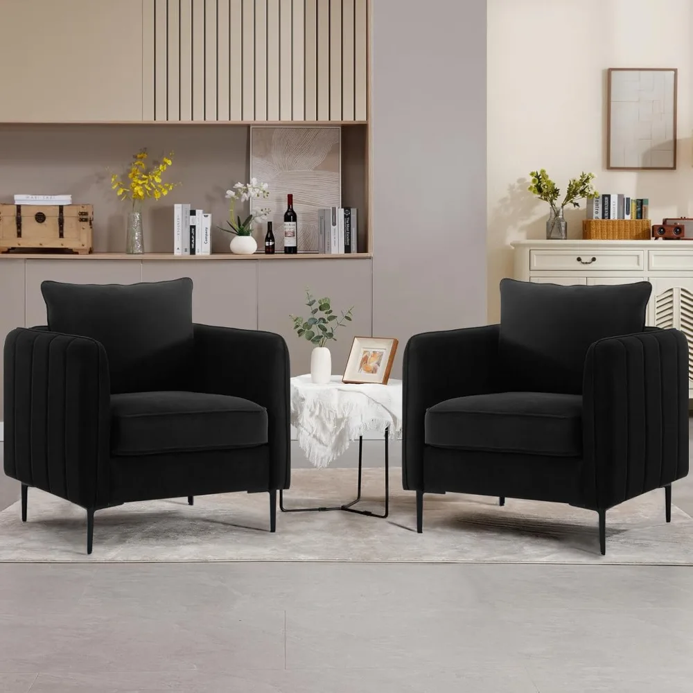 Набор стульев Black Accent 2 шт. стулья для гостиной с бархатной обивкой металлическими