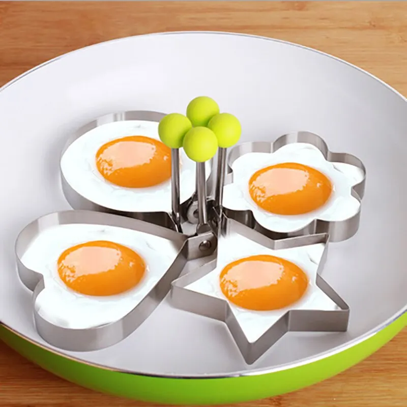 

Diy Round Heart Flower Pentagram Fried Egg Mold stainless steel omelette device hamburger omelette Baking tools