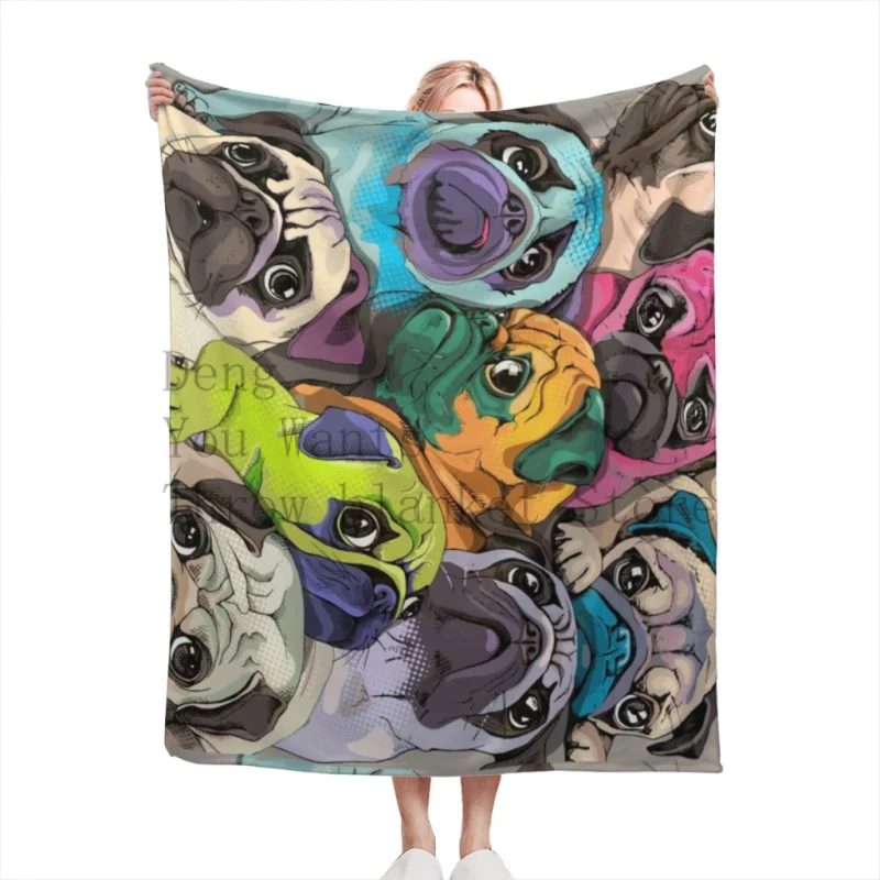 

Portrait of many pugs Throw Blankets For Travel Light Dorm Room Essentials Luxury Thicken Blanket