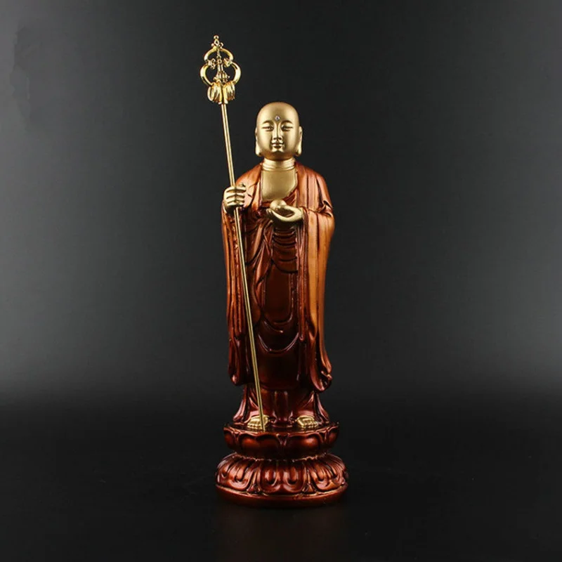 

8" Chinese- tangseng Dizang the Earth Store Sutra Bodhisattva Monk Buddha Statue Resin Statue