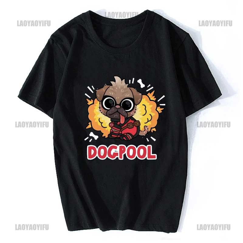 Мужские футболки с логотипом Dogpool хлопковая одежда Винтажная футболка коротким