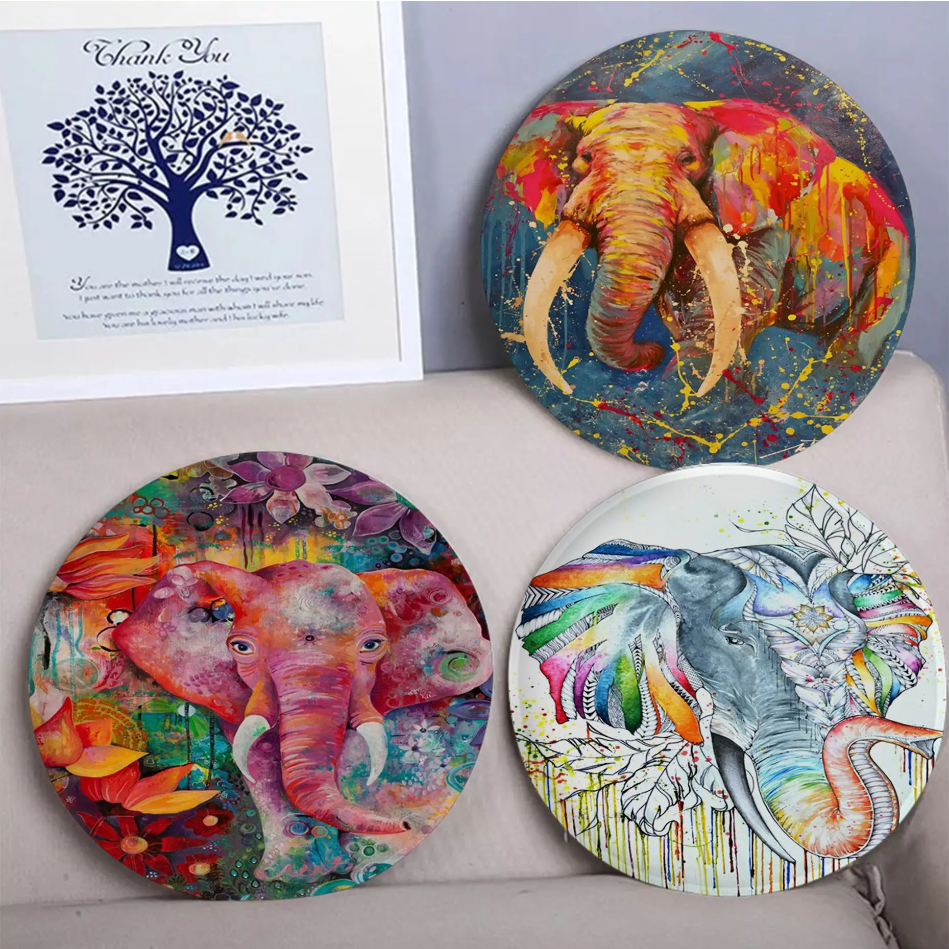 

Elephant Tie Rope Dining Chair Cushion Circular Decoration Seat For Office Desk Stool Seat Mat