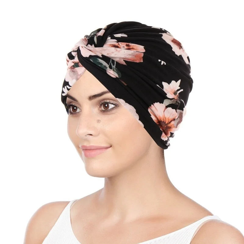

New Criss Cross Muslim Hijab Inner Hat Pattern Cloth Twist Scarf Cap Baotou Cap Printed Camouflage Turban Hat Islamic Turban