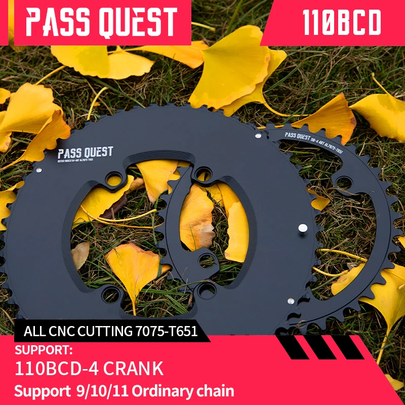 PASS QUEST MTB 110BCD комплект коленчатого вала круглая черная подходящая для 4-х коленчатого кривошипа 9-11 скоростного дорожного велосипеда 46T 48T 50T 52T 53T 54T PASS QUEST MTB 110BCD комплект коленчатого вала круглая черная подходящая для 4-х коленчатого кривошипа 9-11 скоростного дорожного велосипеда 46T 48T 50T 52T 53T 54T