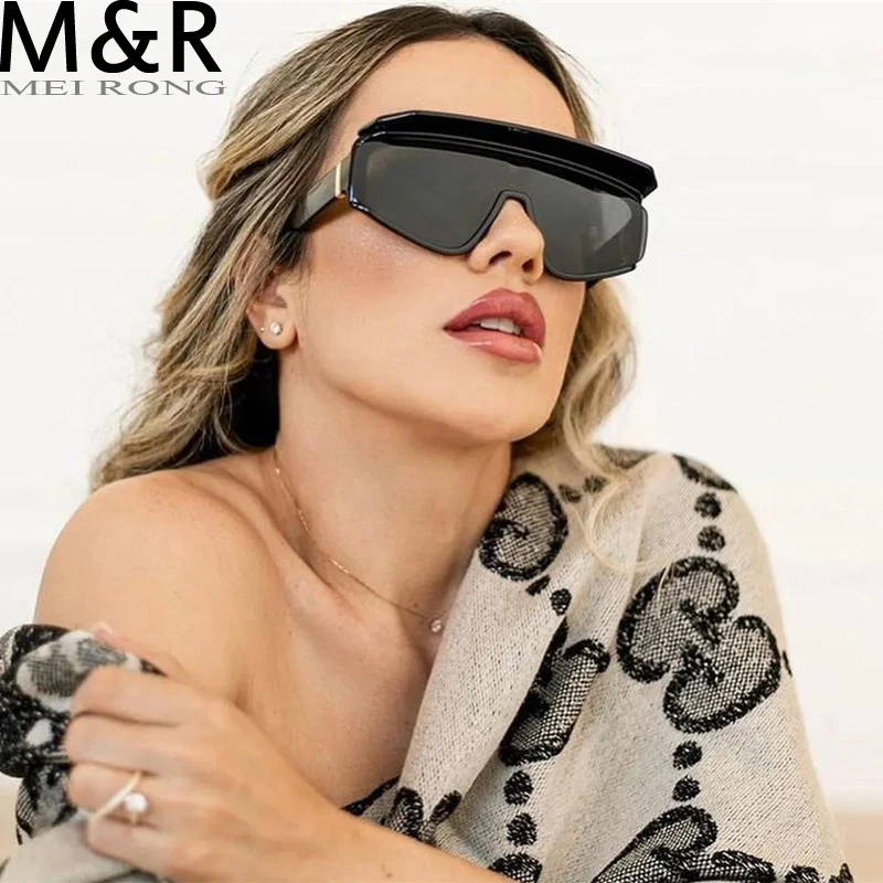 Купи Shield Visor Sunglasses Oversized Eyeglasses Unisex Retro Windproof Glasses Sun Shield Visor Flat Top Hood Mirror Design за 238 рублей в магазине AliExpress