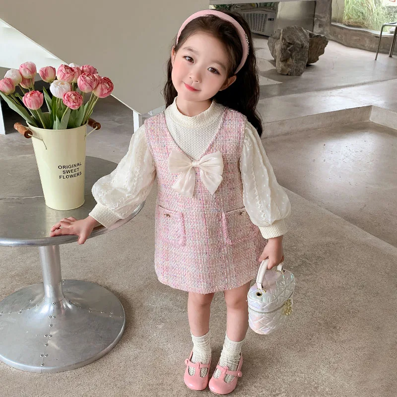 Осенние комплекты детской одежды рубашка с объемными рукавами для маленьких