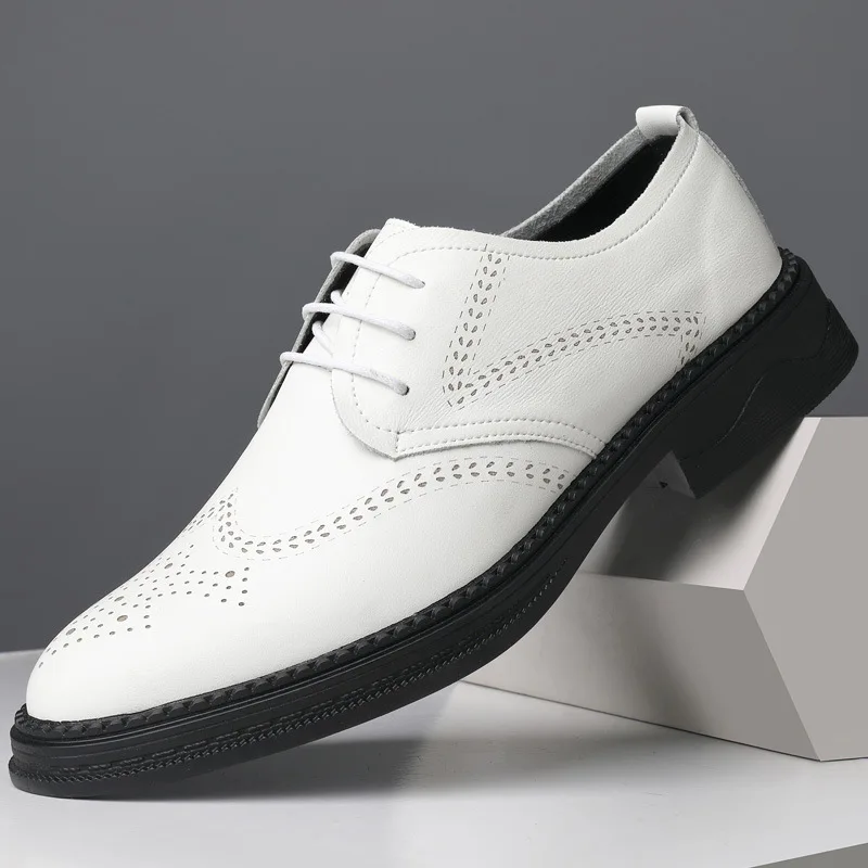

Leather Brogues Shoes for Men Fashion Wedding Party Men's Dress Shoes Designer Male Driving Formal Shoes Lace-up Man Oxfords