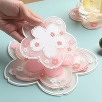 cherry blossom coasters heat insulation placement tea coaster cup milk mug anti skid gifts office desk set table